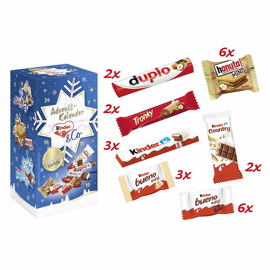 kinder & Co. Adventskalender 295g Classic Edition  Inhalt