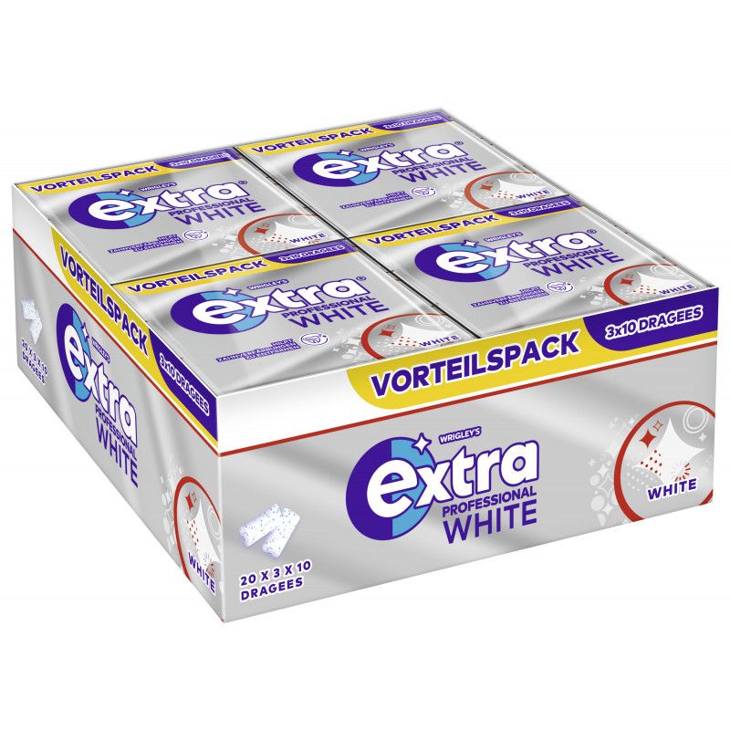 20x Wrigley's extra prof. white je 3x10 Dragees, Mulipack, 4009900544023
