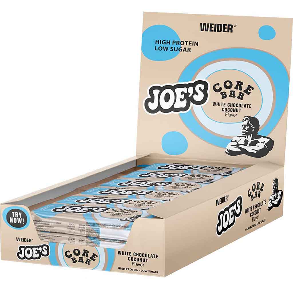 12x Weider Joes Core Bar White Chocolate Coconut Eiweißriegel á 45=540g MHD 28.05.26
