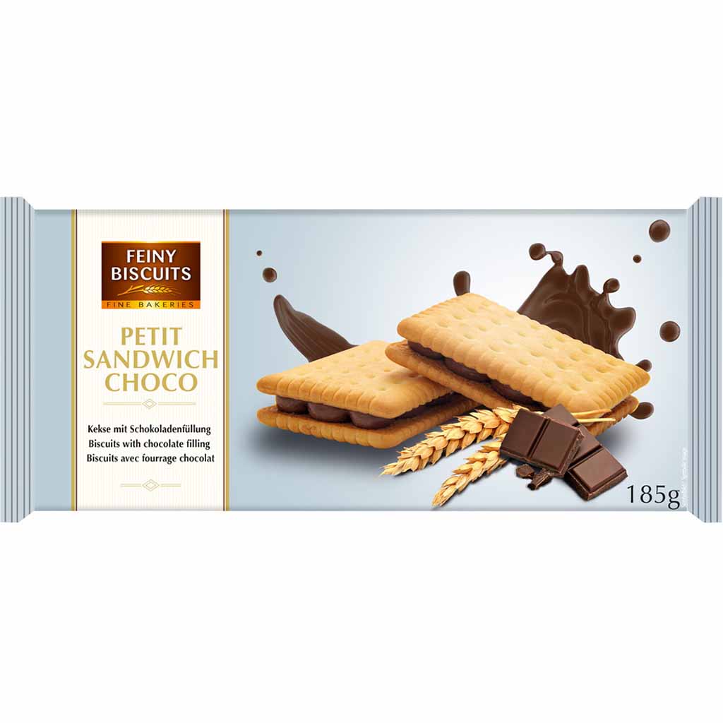 Feiny Biscuits Sandwich Kekse mit Schokoladenfüllung 185g MHD 15.05.26