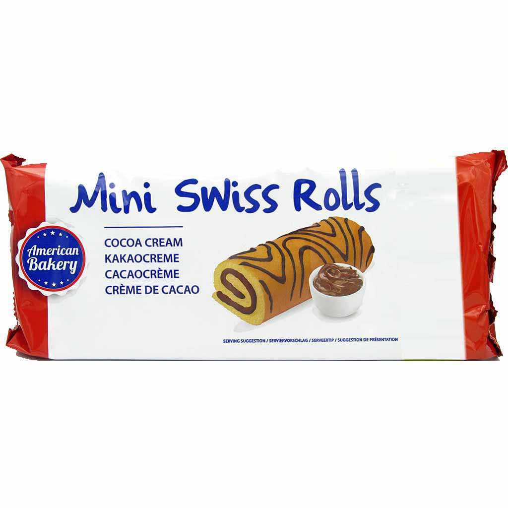 American Bakery Mini Swiss Rolls Kakaocreme 5er 150g MHD 09.02.26