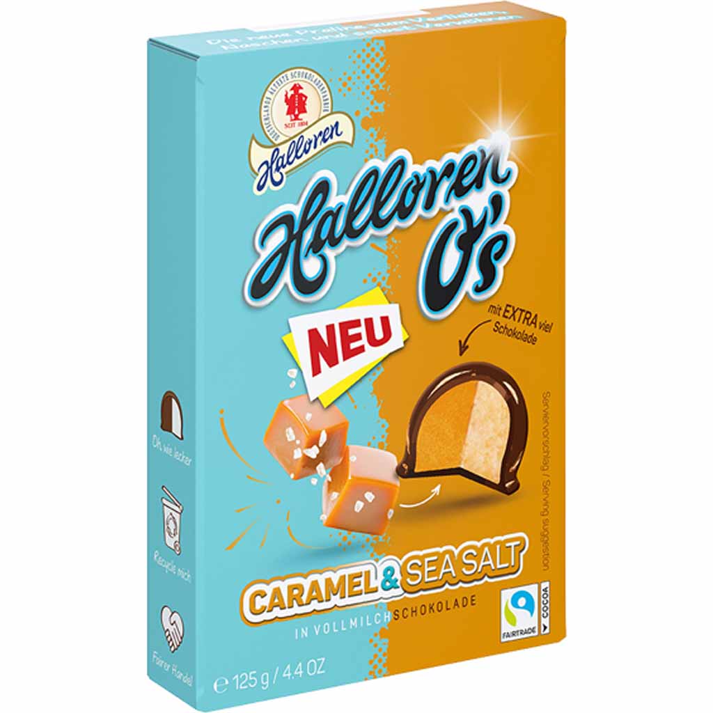 Original Halloren Kugeln O's Caramel & Sea Salt 125g MHD 10.04.26