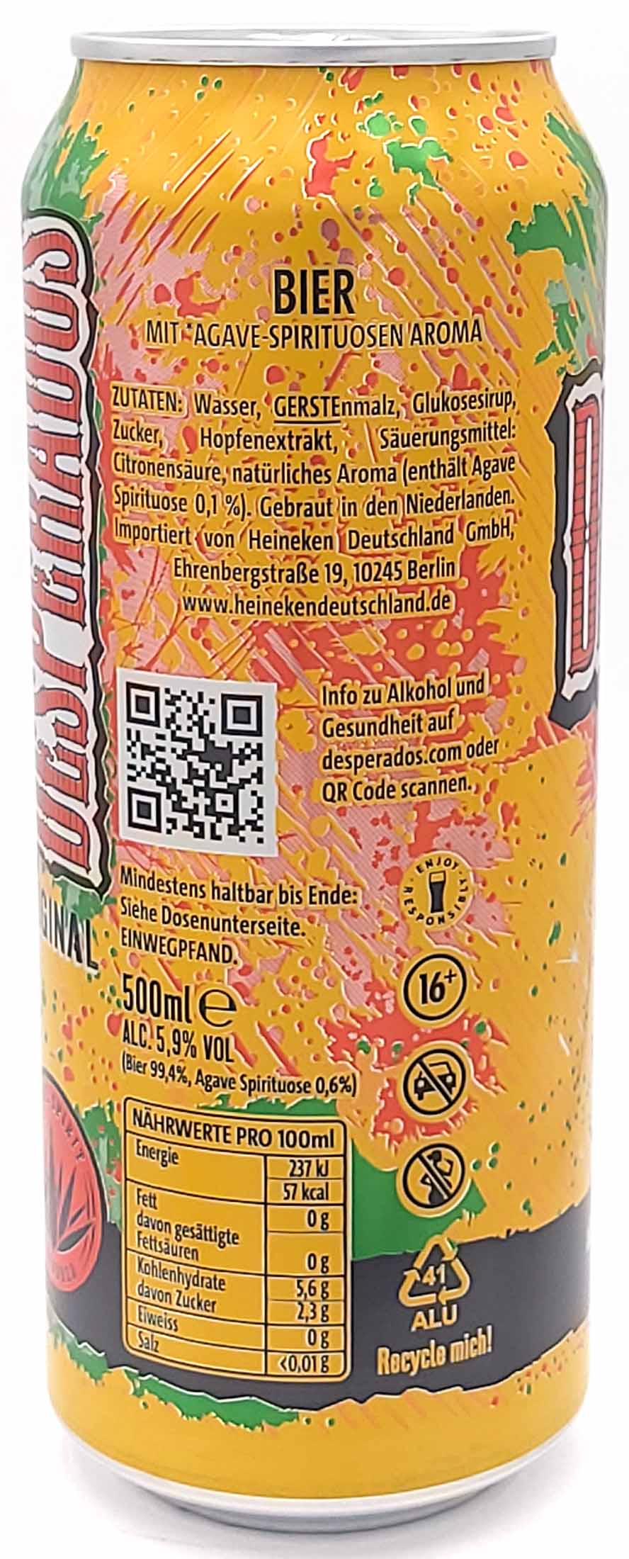 Desperados Bier mit Agave-Spirituosen Aroma 5,9 Vol.% DOSE 24x0,5L=12L, 3119782983788, 3119780251889