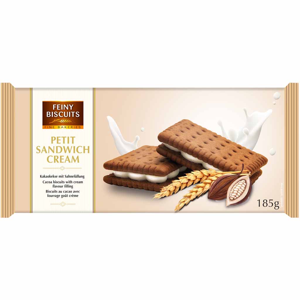 Feiny Biscuits Sandwich Kekse Kakao mit Cremefüllung 185g MHD 13.07.26