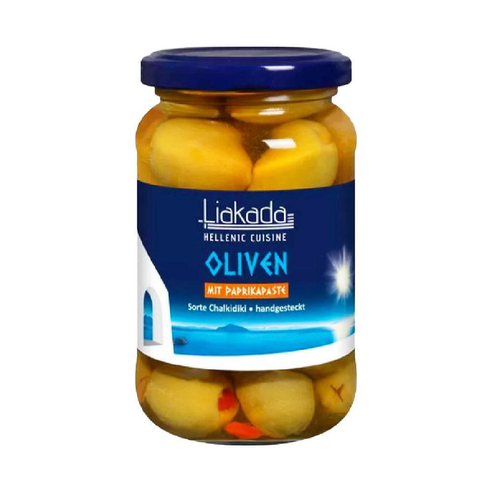 Liakada Grüne Oliven mit Paprikapaste 200g MHD 06.01.28