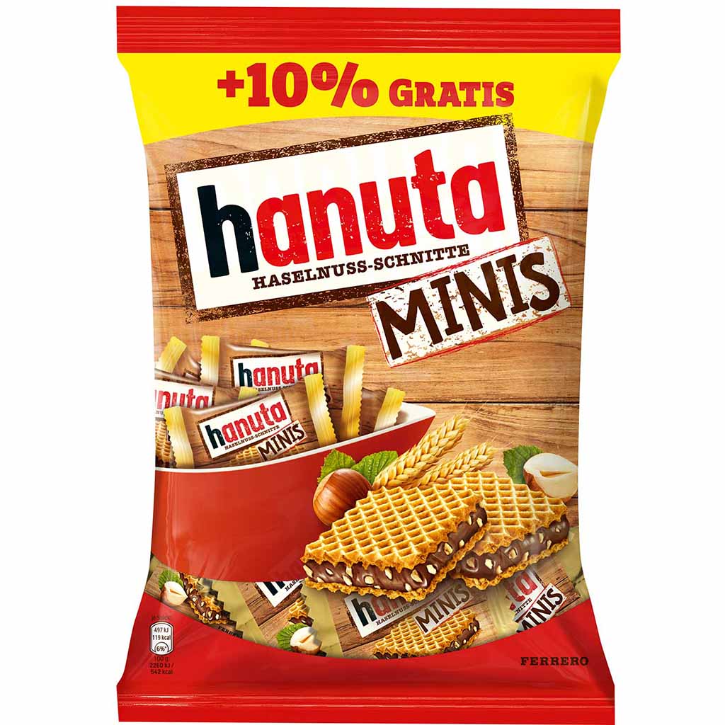 Hanuta minis Haselnuss-Schnitte 220g MHD 28.08.25