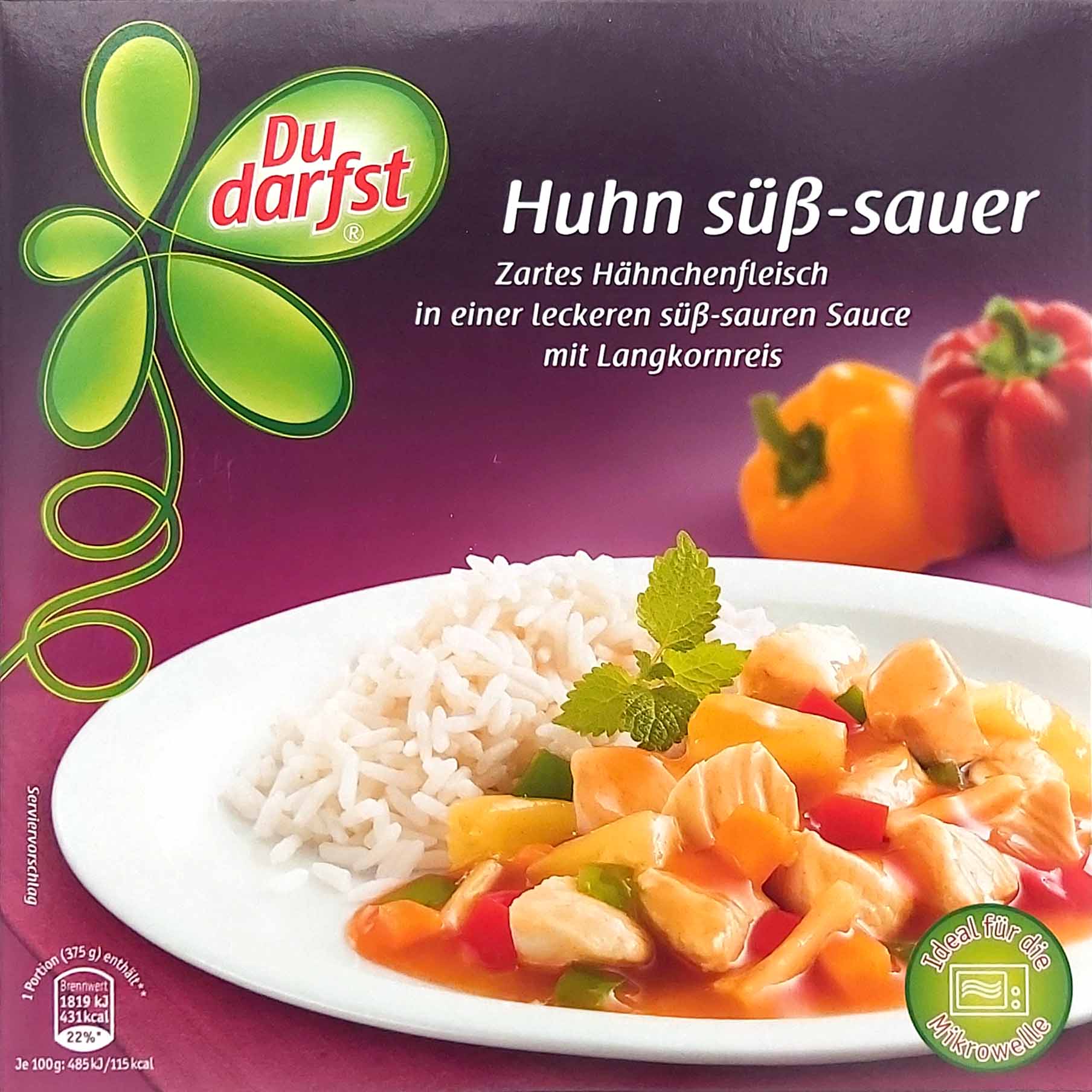 Du Darfst Wingert Fertiggericht Huhn Süß Sauer mit Langkornreis 375g