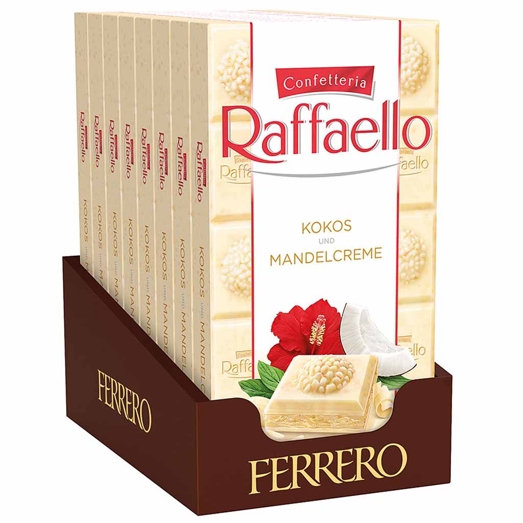 Ferrero Raffaello Tafelschokolade Kokos & Mandelcreme 8x90g=720g MHD 05.06.26