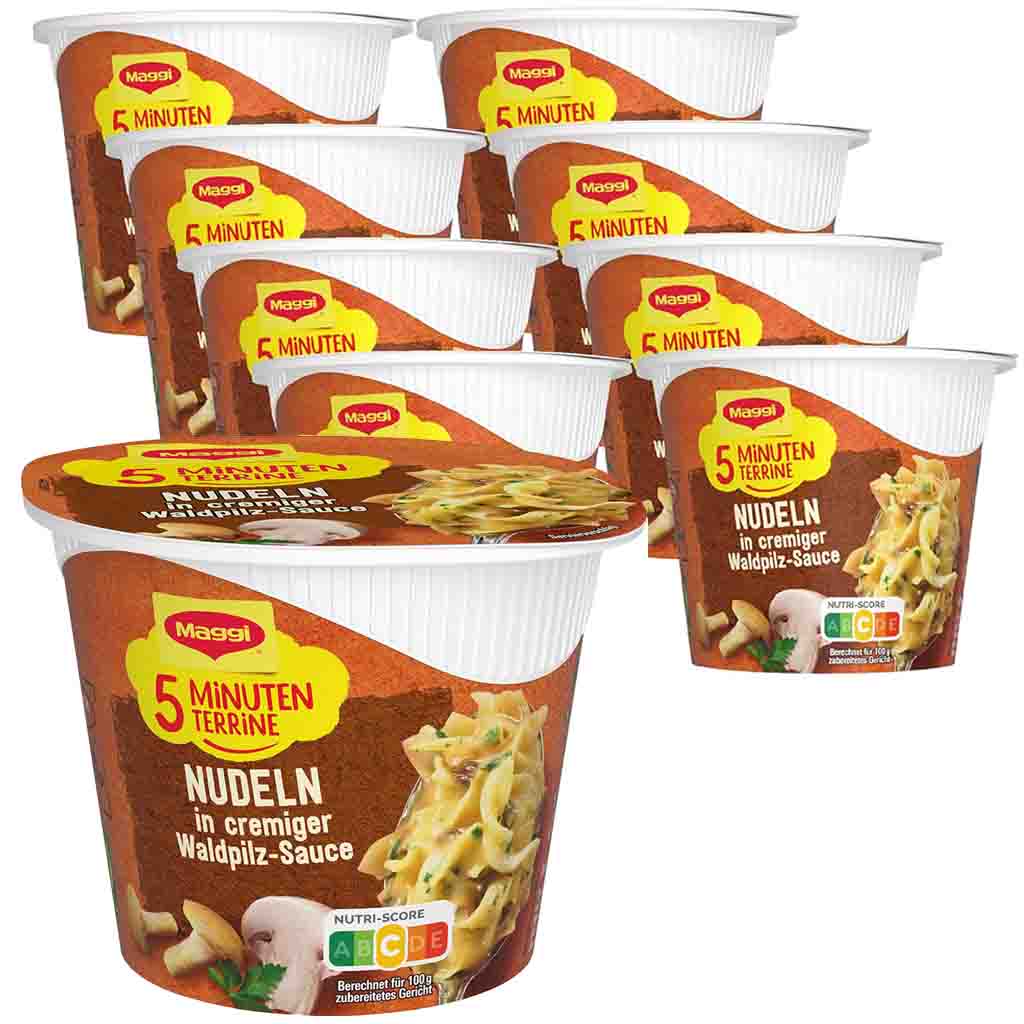 8x Maggi 5 Minuten Terrine Nudeln Waldpilz Rahmsauce á 56g=448g MHD 30.08.26