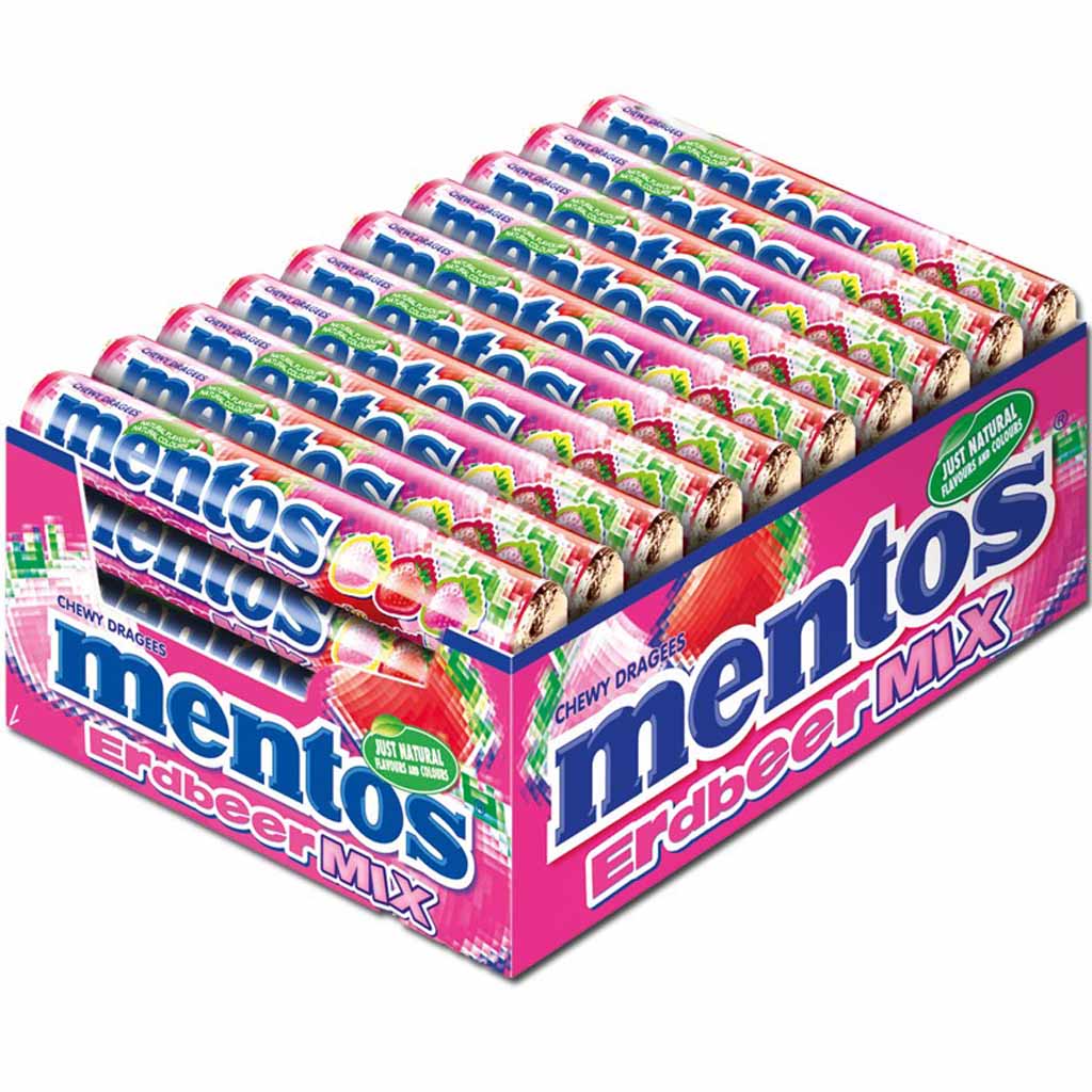 Mentos Erdbeer-Mix Kaudragees 40x37,5g=1500g MHD 30.05.28