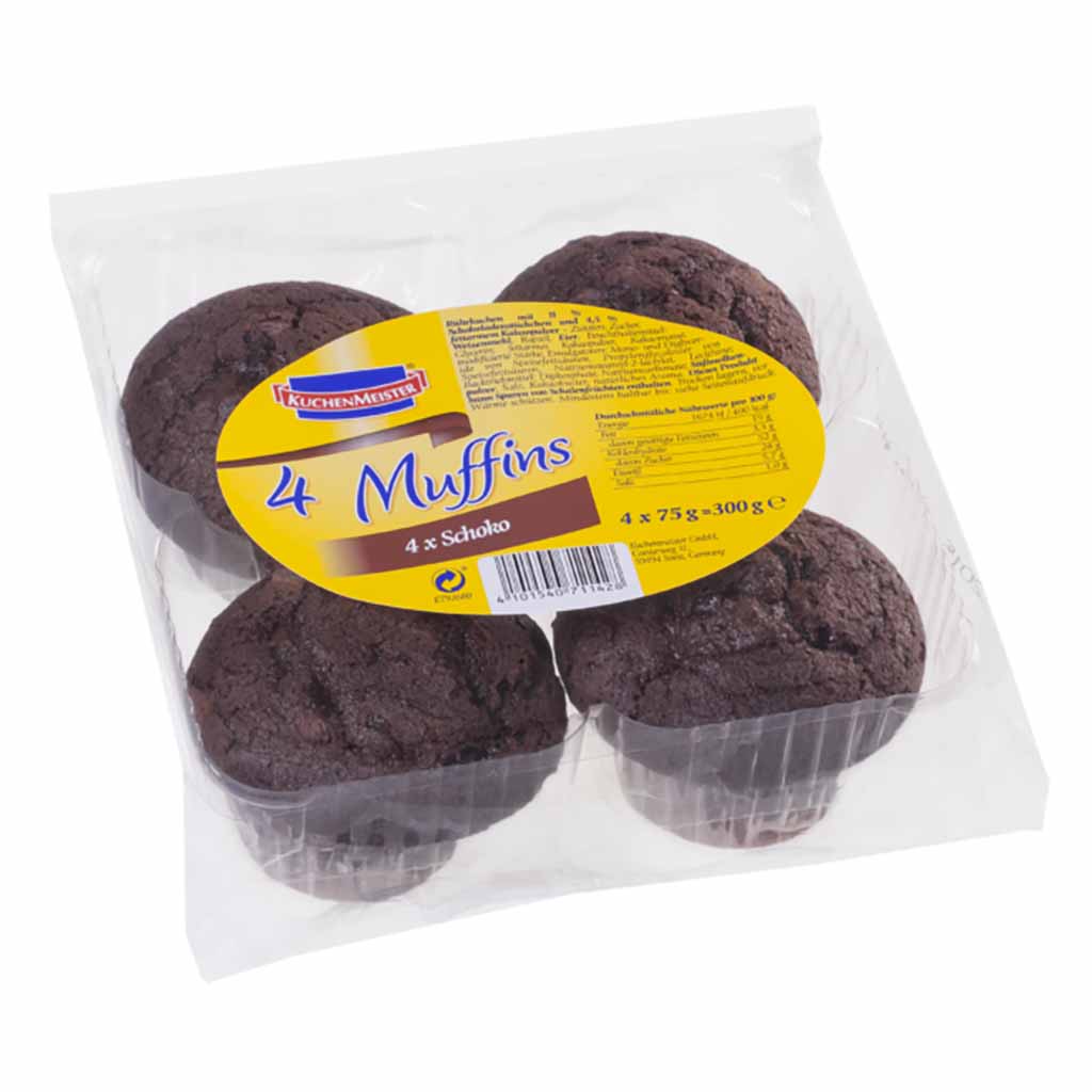 KuchenMeister Schokoladen Muffins 4x75g = 300g MHD 22.01.26