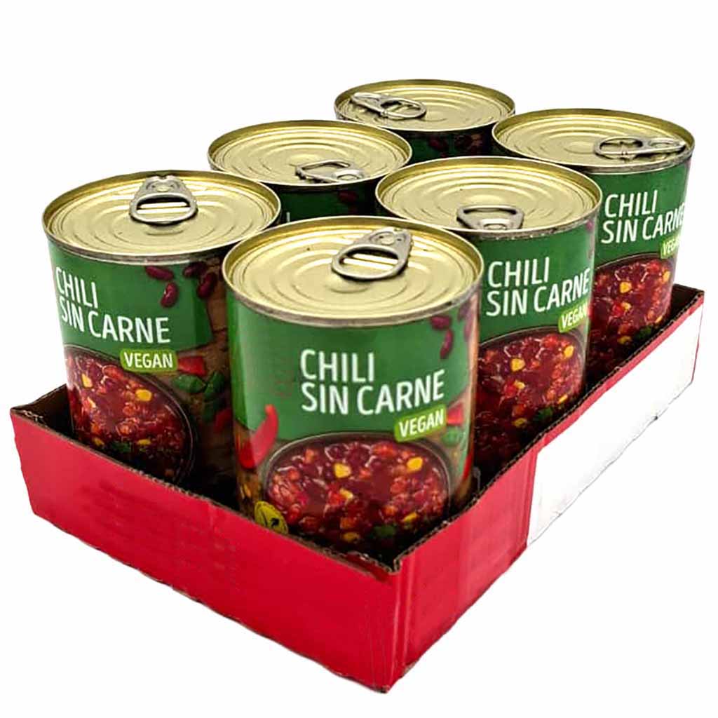Buss Chili Sin Carne Vegan Bohnengericht 6x400g Dosen, 4337256277723, 4337256278058