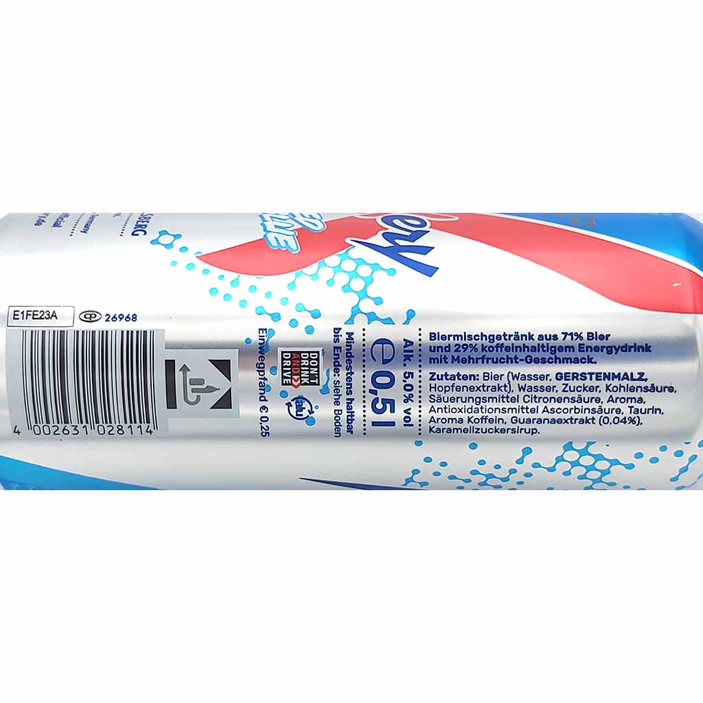 Mixery Iced Blue Bier + Energydrink 5 % DOSE 24x0,5L=12L, 4002631028114, 4002631928117