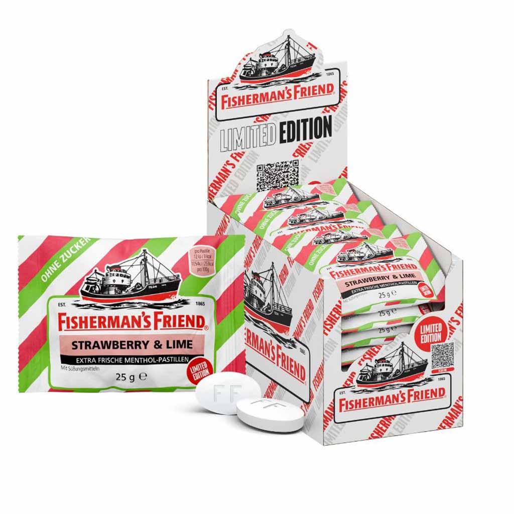 Fishermans Friend Strawberry & Lime ohne Zucker 24x 25g = 600g MHD 30.10.26