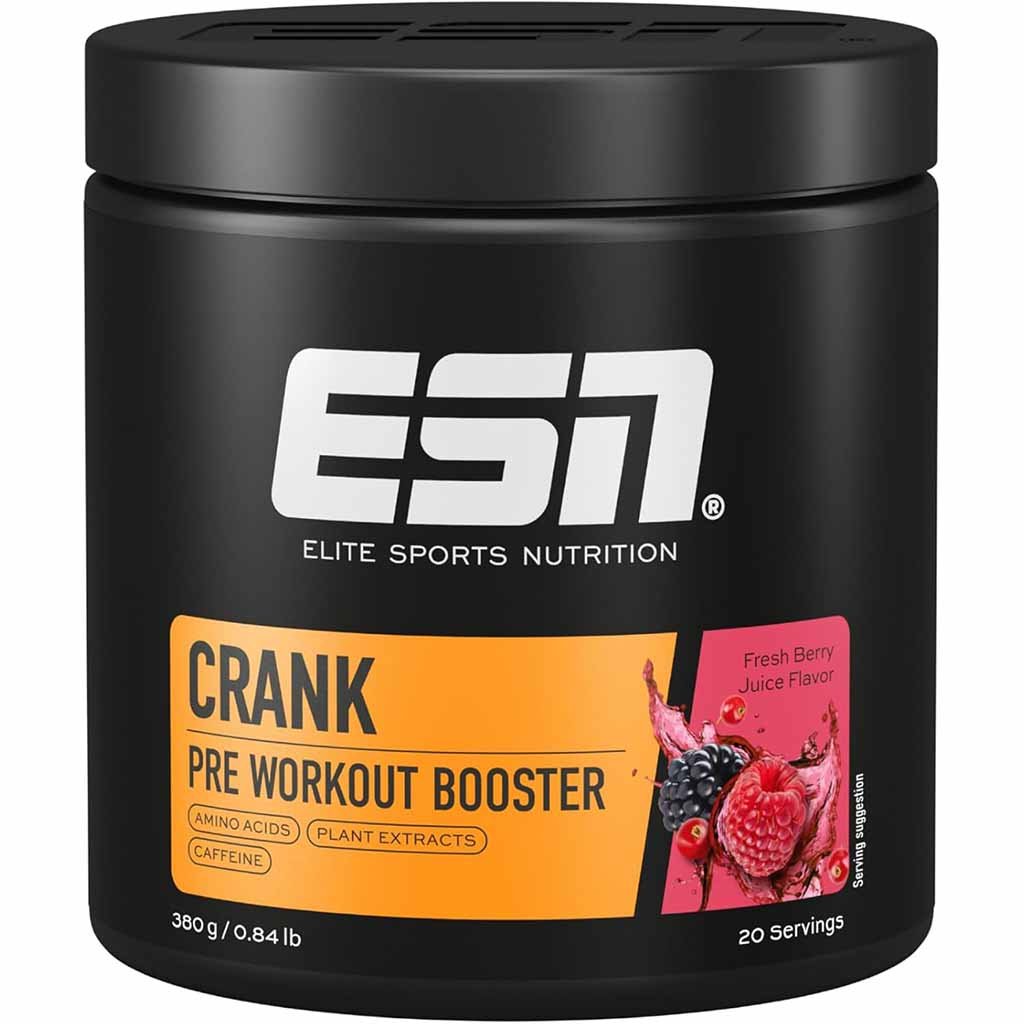 ESN CRANK Pre Workout Booster Fresh Berry Juice Flavor 380g MHD 30.01.27