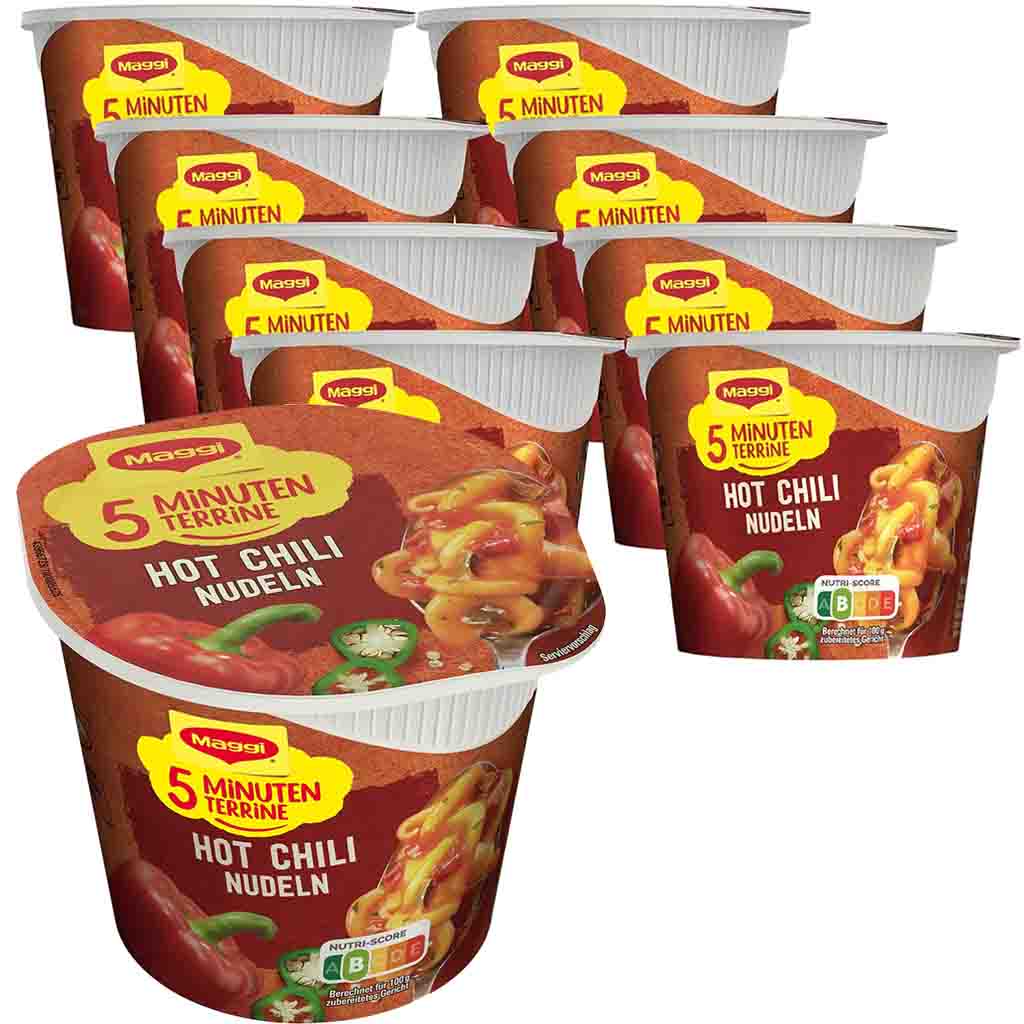 8x Maggi 5 Minuten Terrine Hot Chili Nudeln á 59g=472g MHD 28.06.26