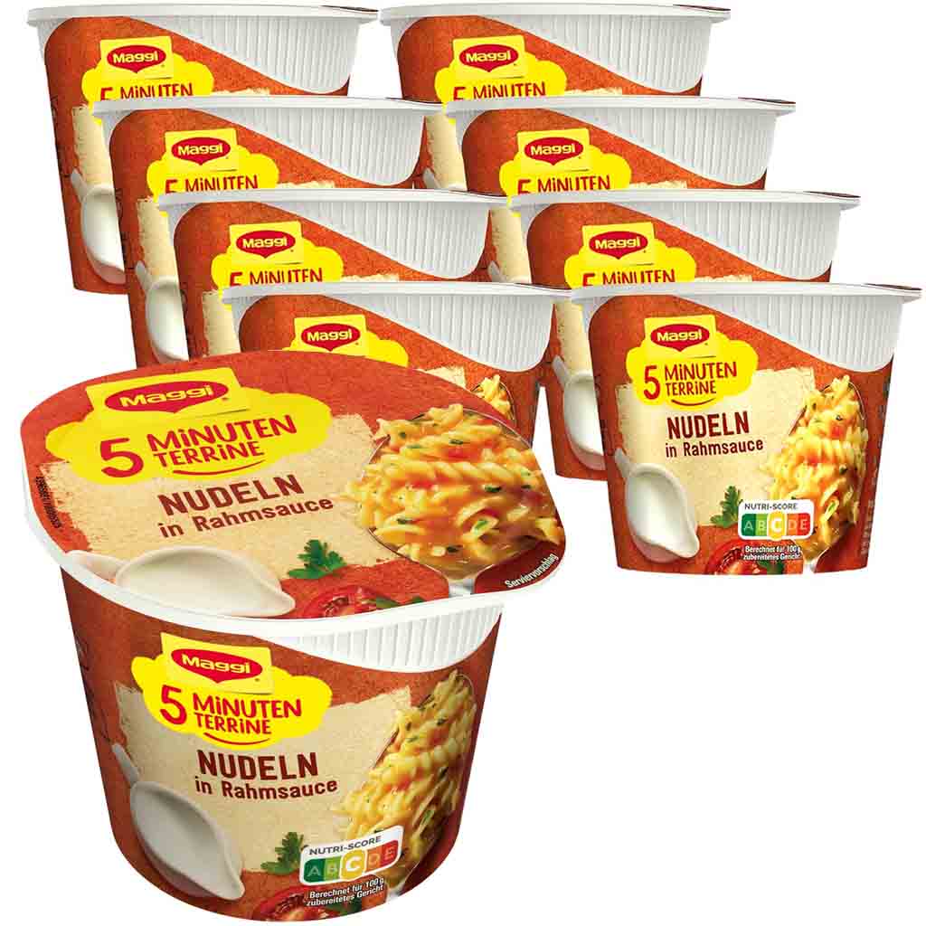 8x Maggi 5 Minuten Terrine Nudeln in Rahmsauce á 61g=488g MHD 30.07.26