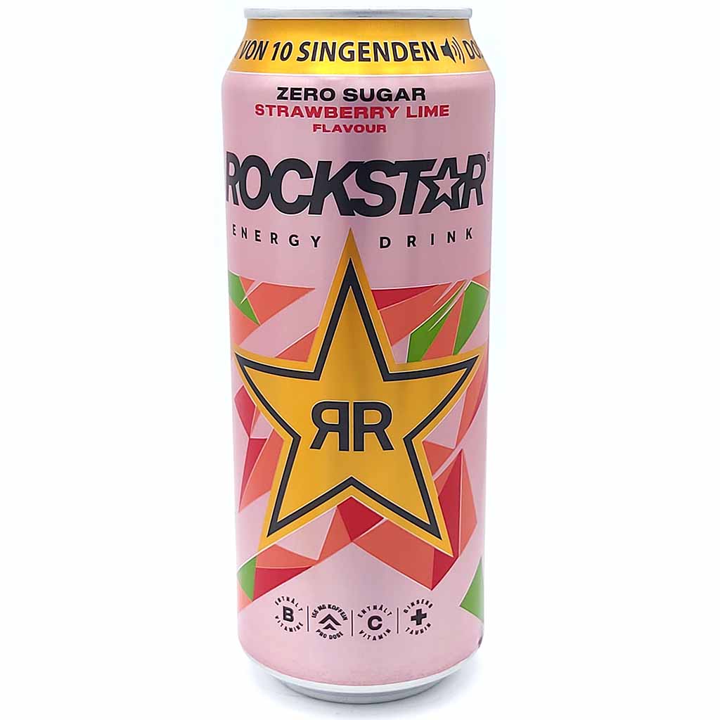 Rockstar Energy Drink Zero Sugar Strawberry Lime Flavour Dosen 12x500ml, 6L, 4062139006878, 4062139006861