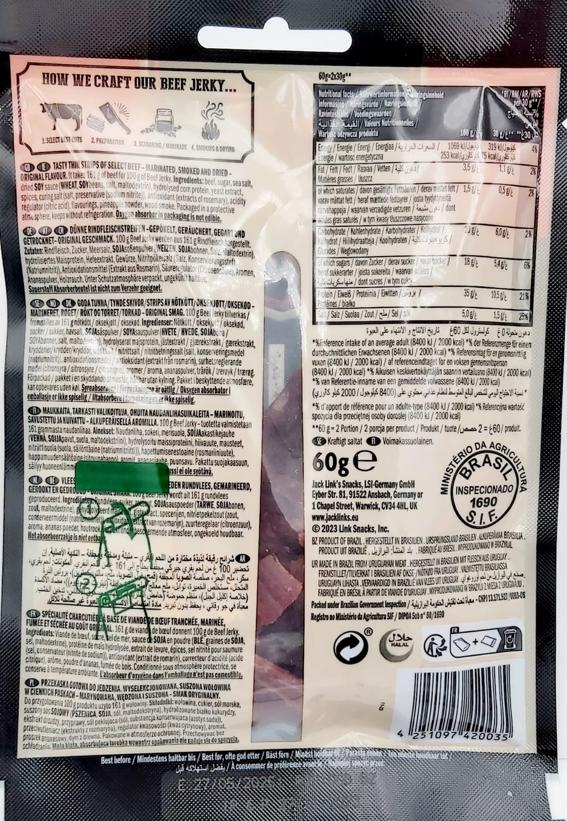 Jack Links Beef Jerky Original 60g