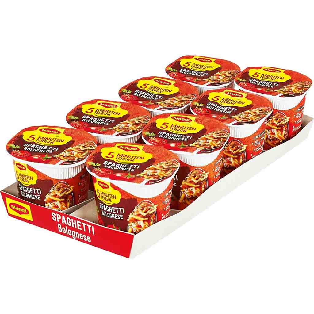 8x Maggi 5 Minuten Terrine Spaghetti Bolognese á 60g=480g MHD 30.08.26