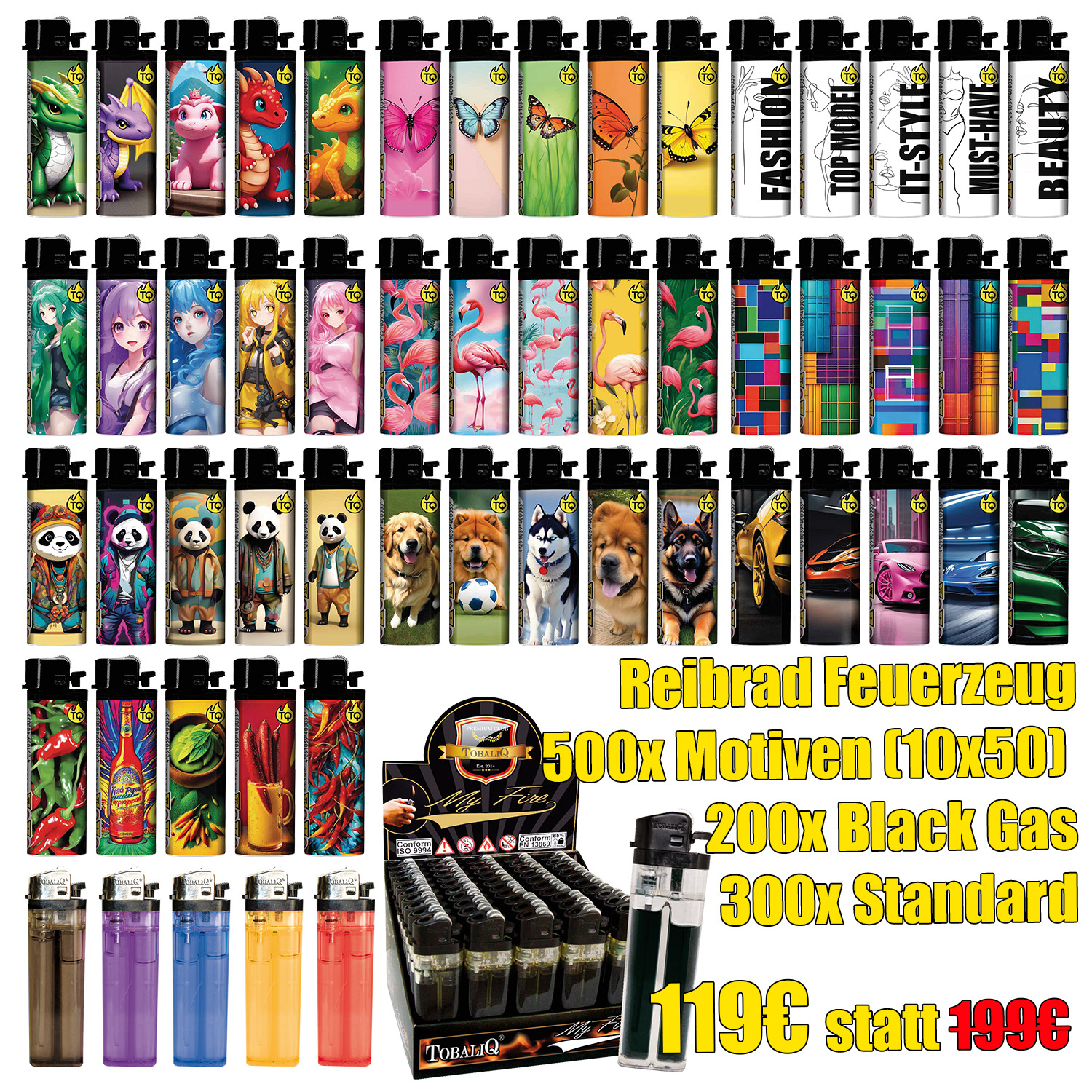 Einwegfeuerzeuge Sortiment