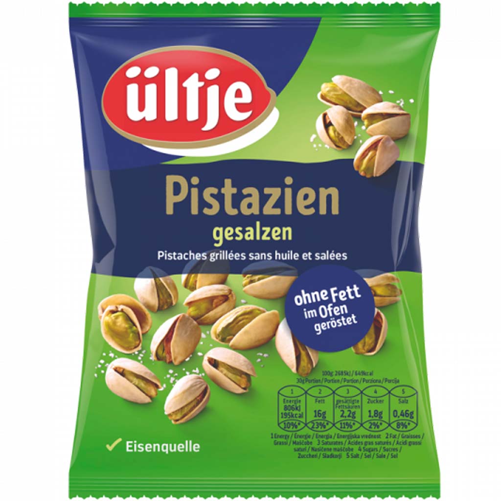 ültje Pistazien gesalzen  ohne Fett geröstet 150g Beutel MHD 30.08.26