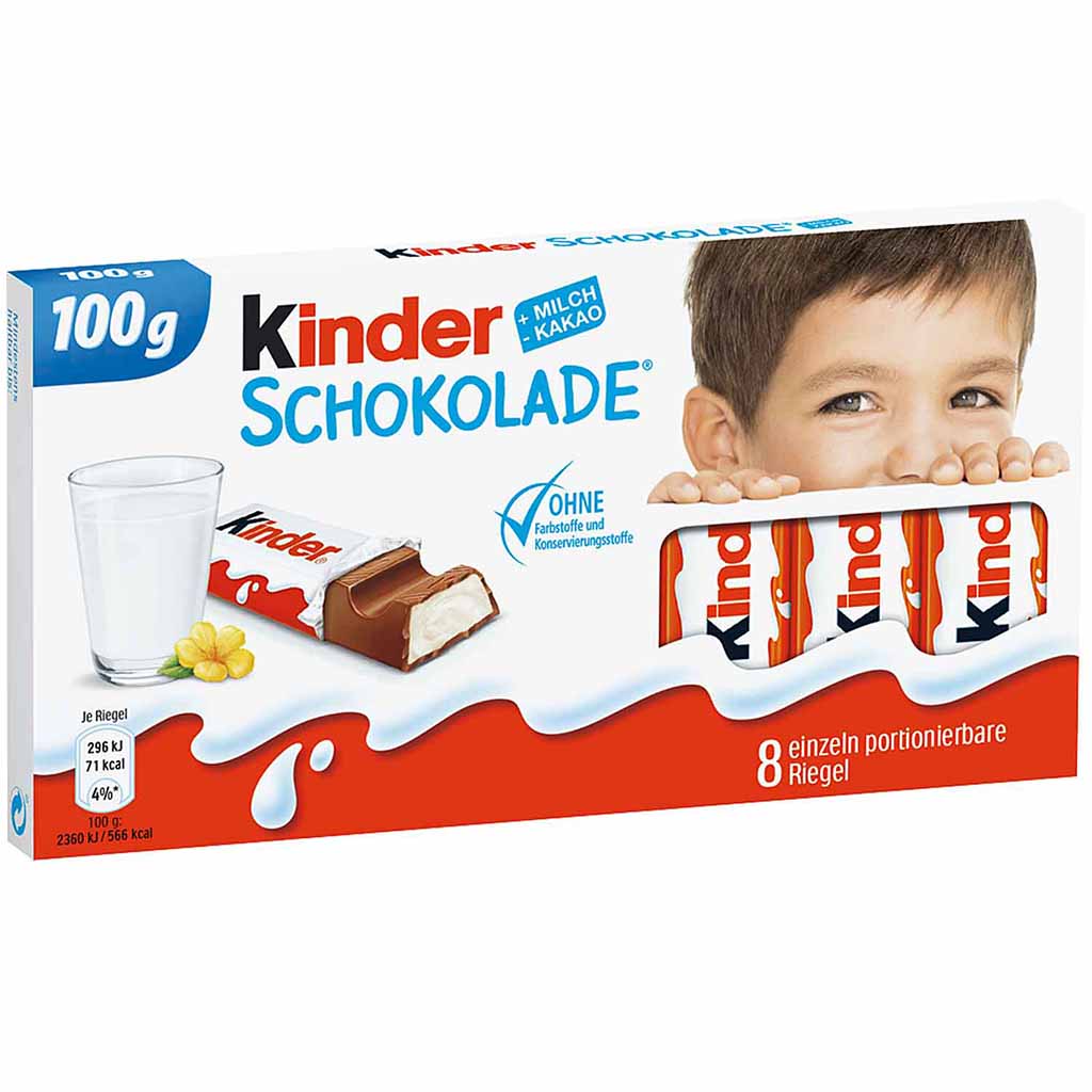 kinder Schokolade 8 Riegel 100g MHD 04.06.26