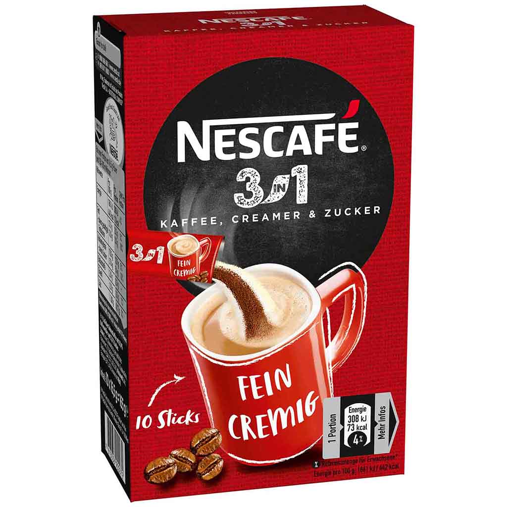 Nescafe 3in1 fein cremig 10 Sticks 165g MHD 30.07.26