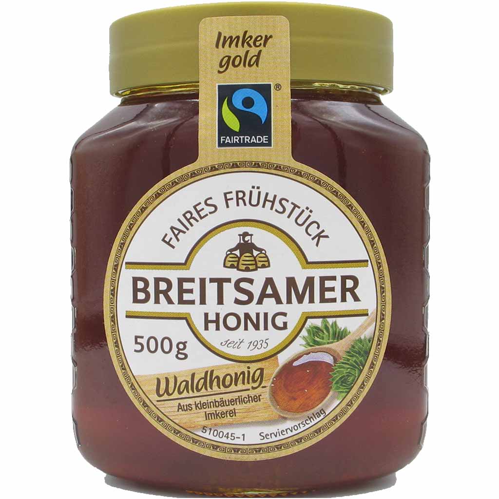 Breitsamer Honig Imkergold Waldhonig Flüssig Fairtrade 500g MHD 30.01.27