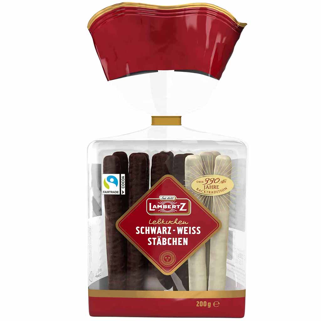 Lambertz Lebkuchen Stäbchen Schwarz-Weiß 200g MHD 30.04.26