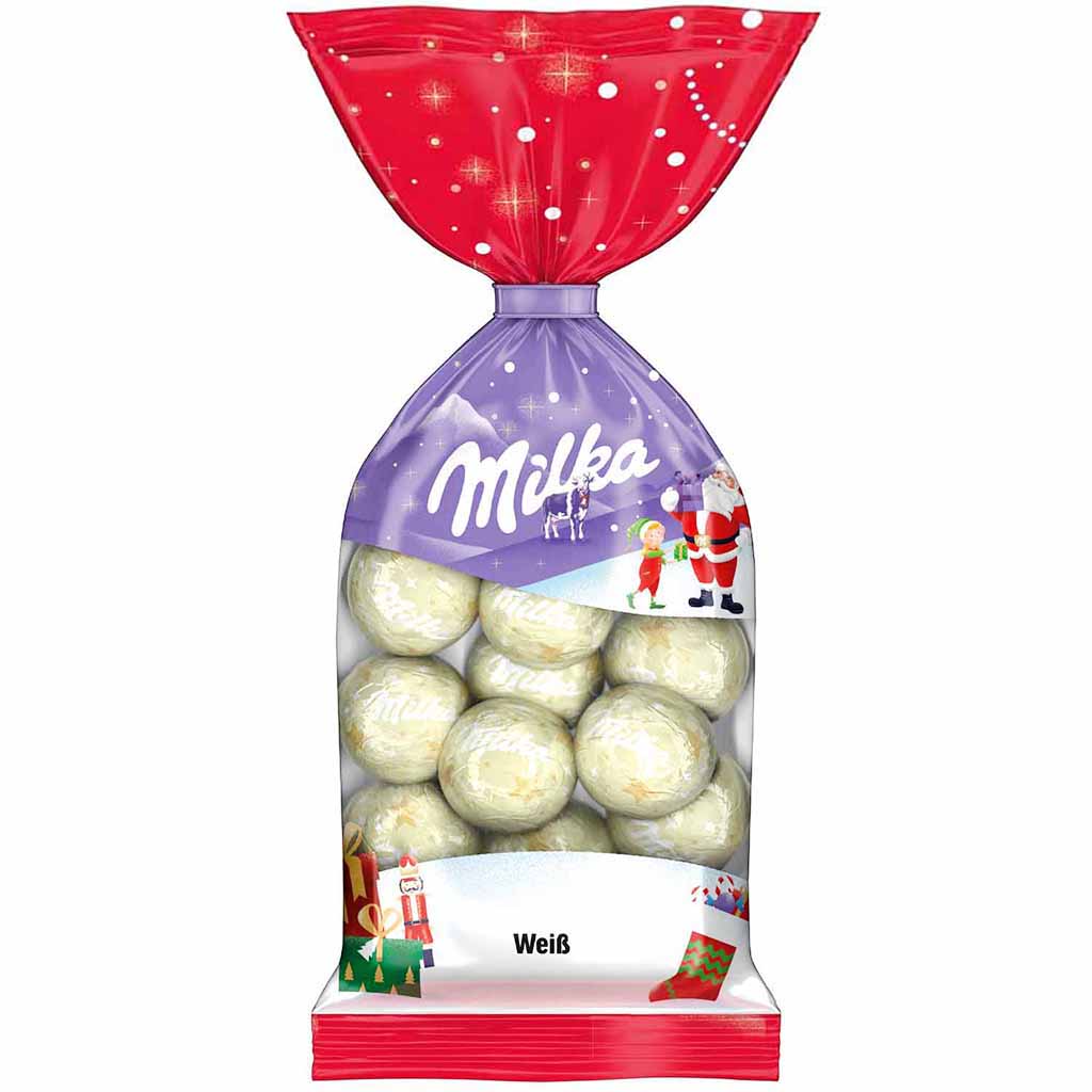 Milka Weihnachts Kugeln Weisse Schokolade 100g MHD 31.03.26