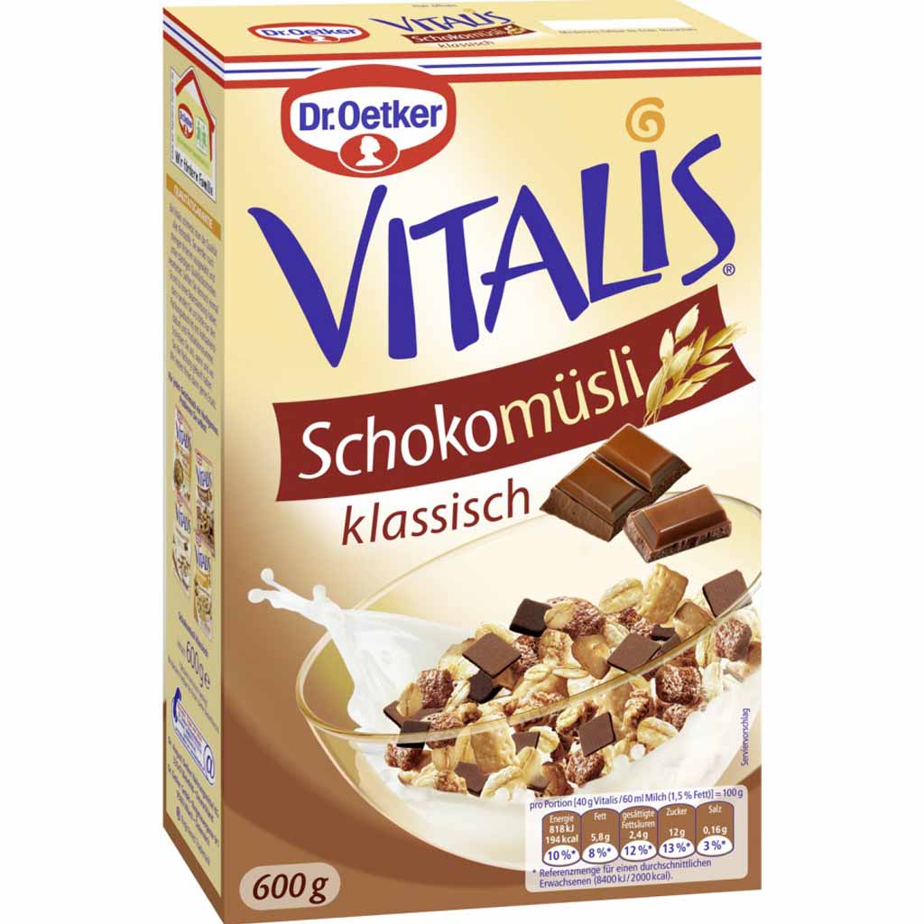 Dr.Oetker VITALIS Schoko Müsli klassisch 600g MHD 30.11.25