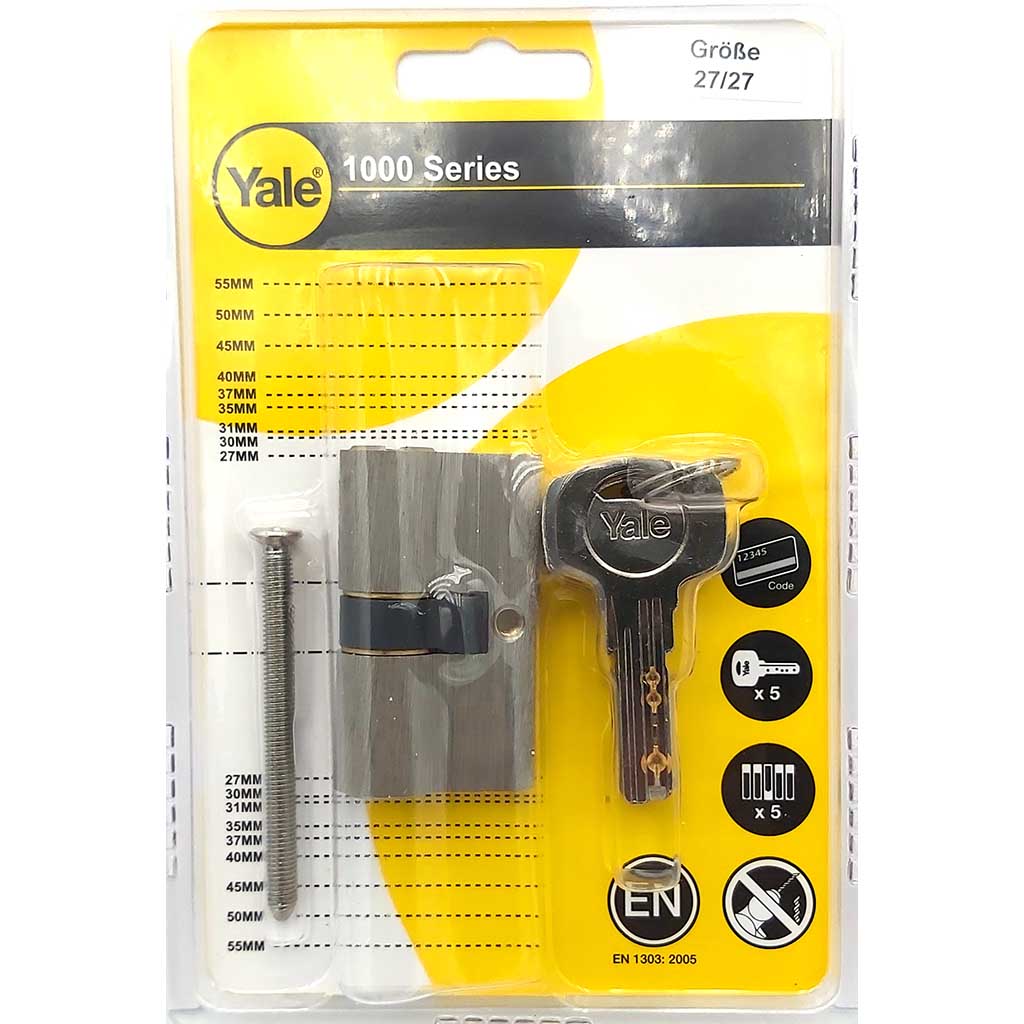 Yale Schliesszylinder mit 5 Schlüssel 27/27 1000 Serie