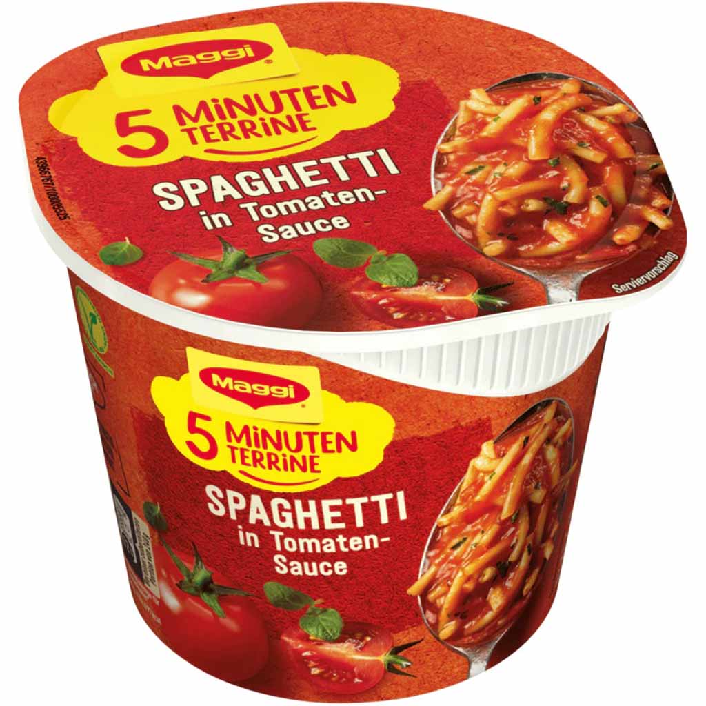 8x Maggi 5 Minuten Terrine Spaghetti in Tomaten-Sauce á 60g=480g MHD 30.08.26