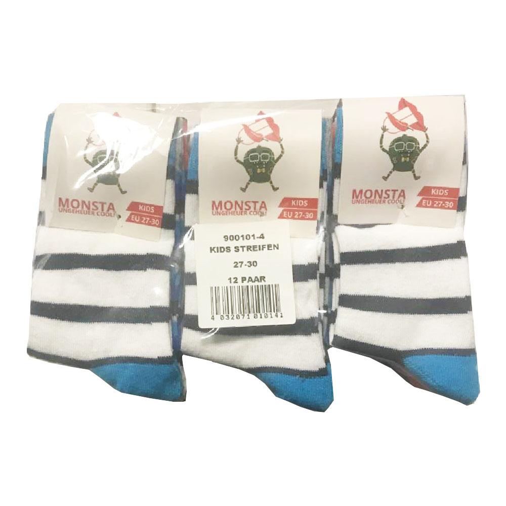 Kindersocken mit Streifen 12er Pack 23-26