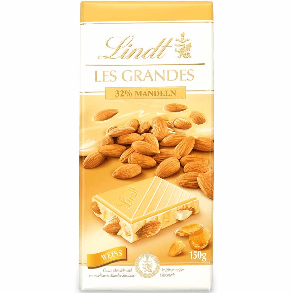 Lindt Les Grandes 32% Mandel Weiß 150g MHD 30.06.26