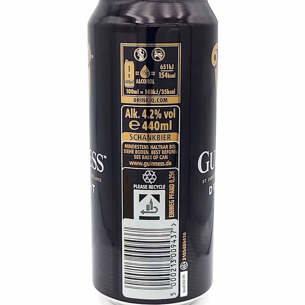 Guinness Draught Stout 24 x 440ml Dosen = 10,56 L, 5000213009437