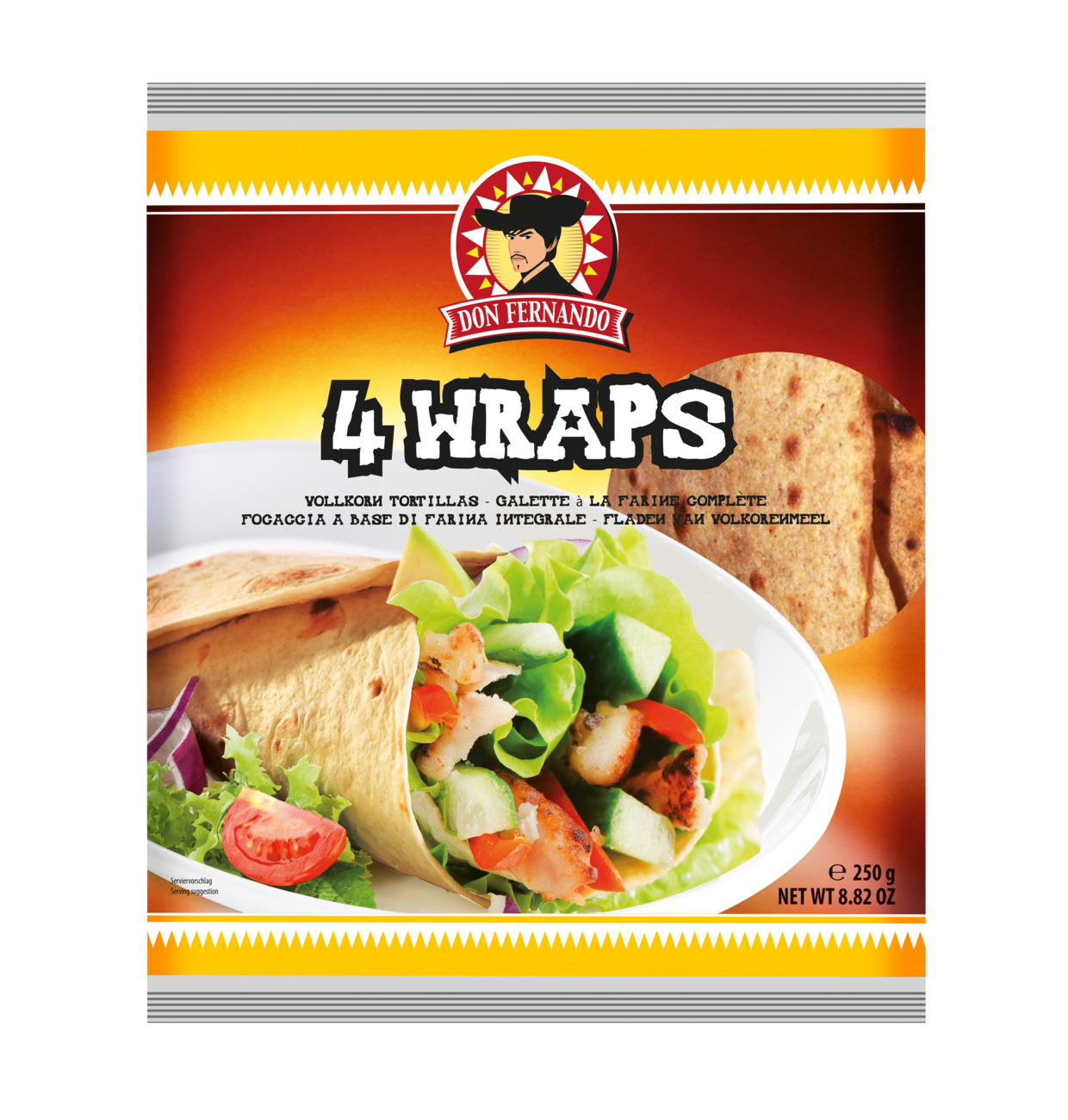 Don Fernando Wraps Vollkorn Tortillas 4er 250g MHD 04.02.26