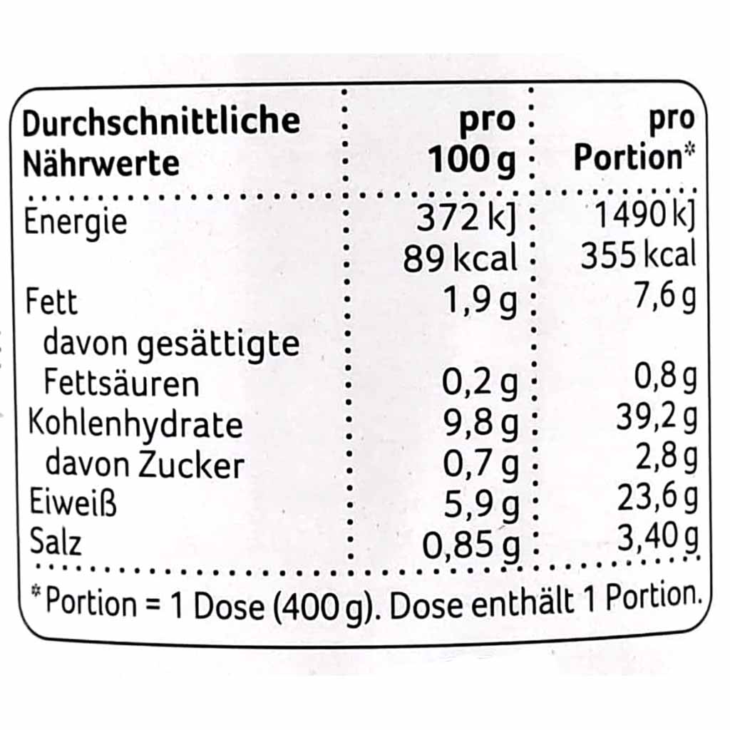 Buss Chili Sin Carne Vegan Bohnengericht 400g Dose