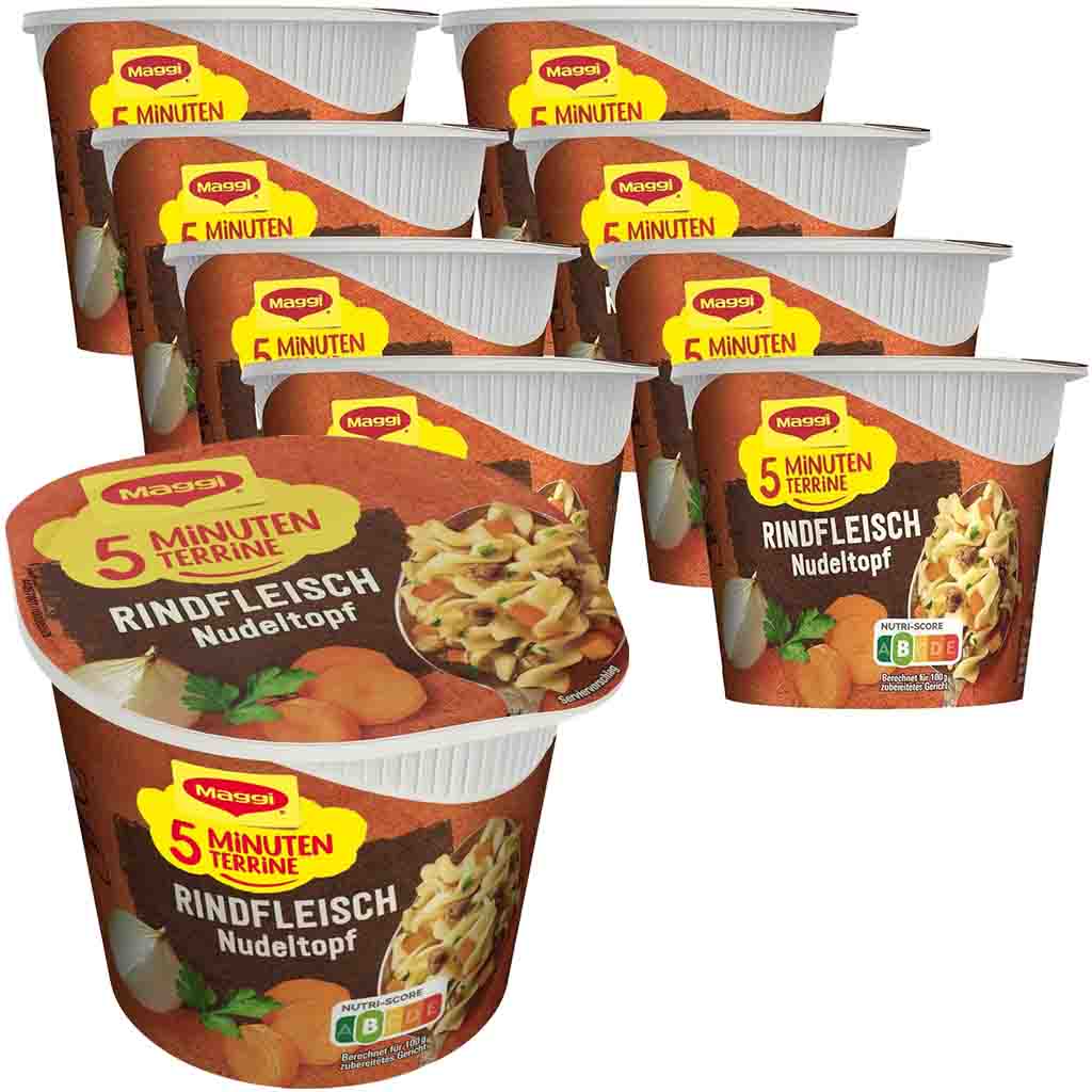 8x Maggi 5 Minuten Terrine Rindfleisch Nudeltopf á 42g=336g MHD 28.06.26