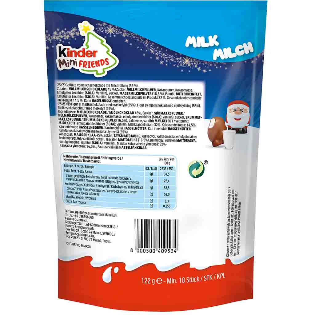 kinder Mini Friends Milch Weihnachten 122g, 8000500409534
