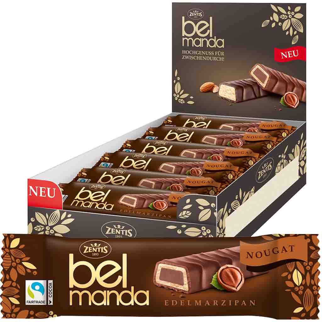 Zentis Belmandel Edelmarzipan Nougat Riegel 18x40g=720g MHD 31.08.26