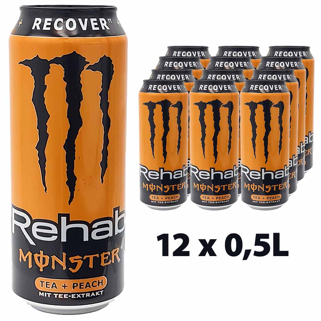 Monster Rehab Tea + Peach DOSE 12 x 500ml, 6L, 5060337508308, 5060337507608