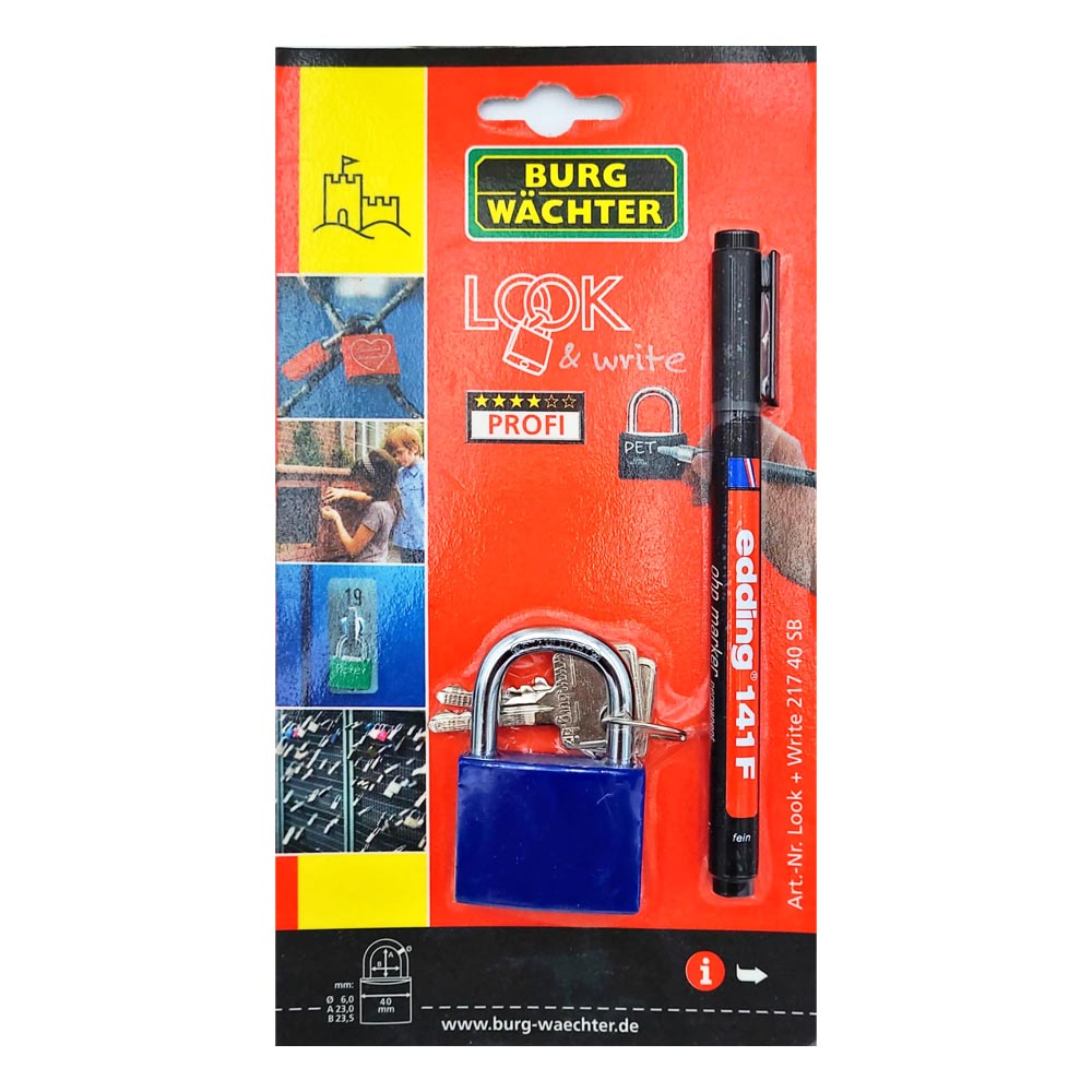 Vorhangschloss Look & write mit Stift von Burgwächter