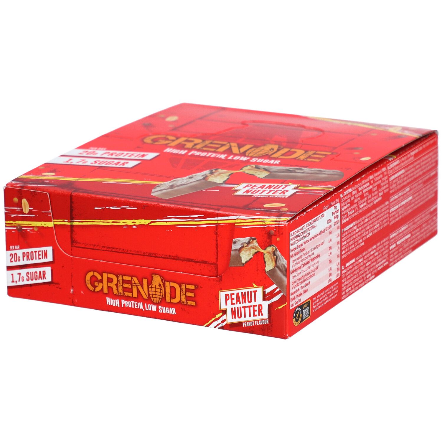 Grenade Proteinreicher Riegel Peanut Butter 12x60g=720g MHD 30.08.25