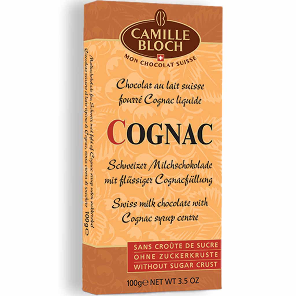 Camille Bloch Tafelschokolade Schweizer Milchschokolade mit Cognac 100g MHD 28.02.26