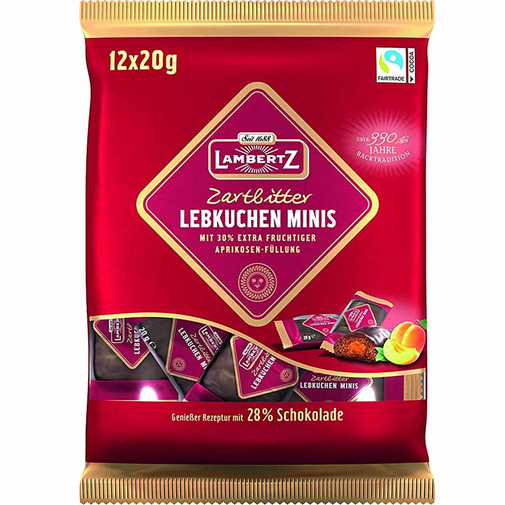Lambertz Zartbitter Lebkuchen Minis mit Aprikosen-Füllung 240g MHD 30.05.26