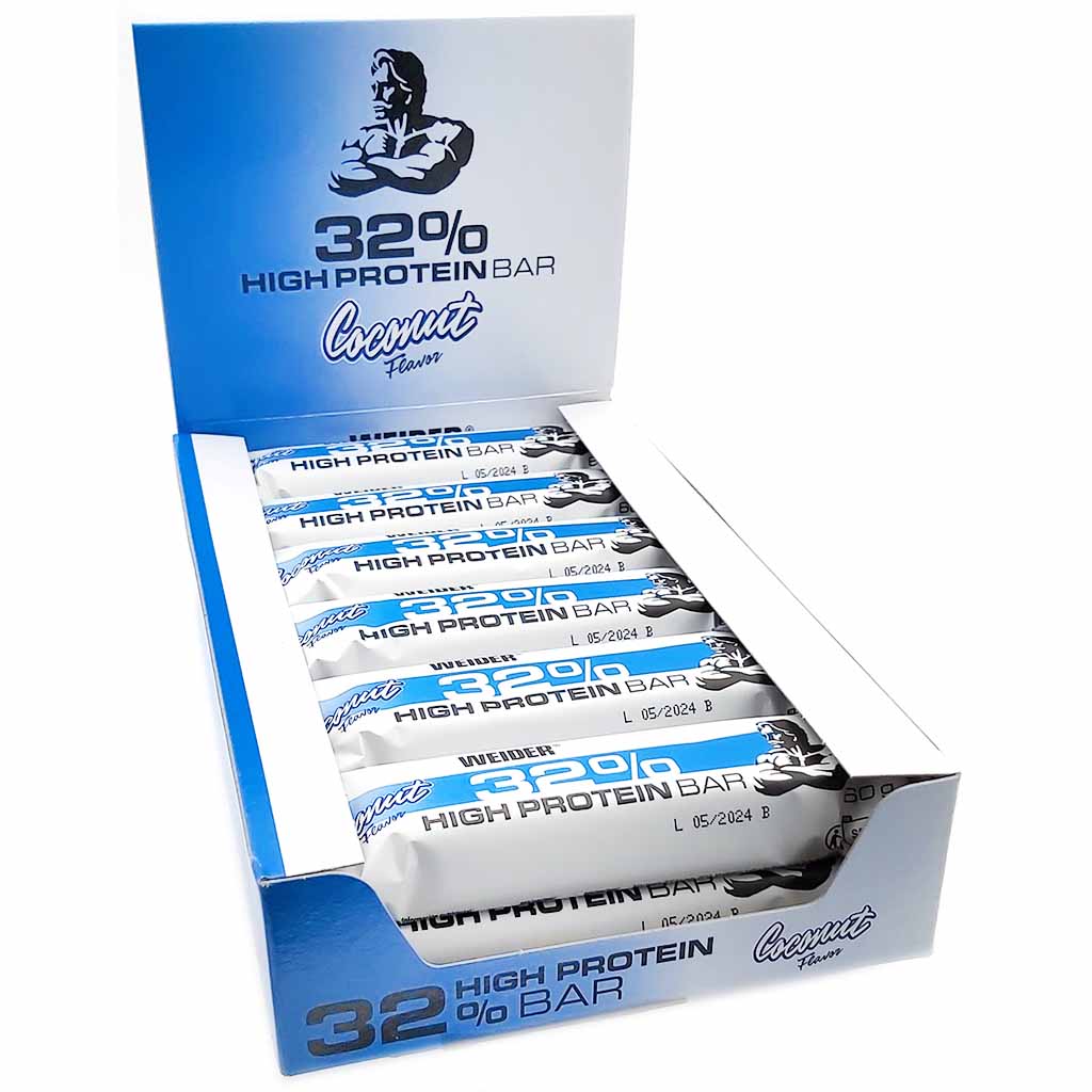 Weider 32% Protein Riegel Kokosnussgeschmack Thekendisplay 12x60g =720g