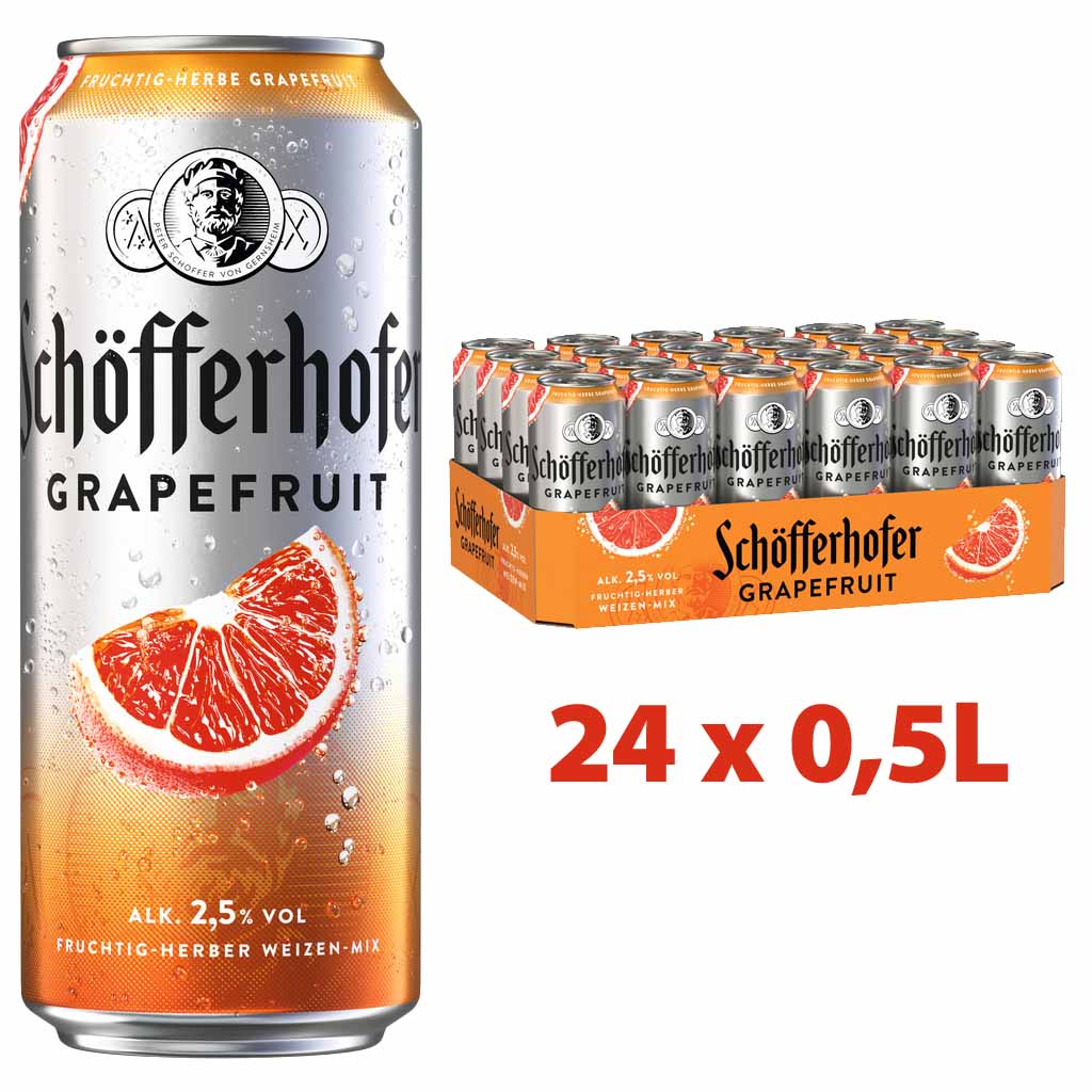 24x Schöfferhofer Weizen-Mix Grapefruit 0,5L Dosen = 12L Tray,  4053400171722