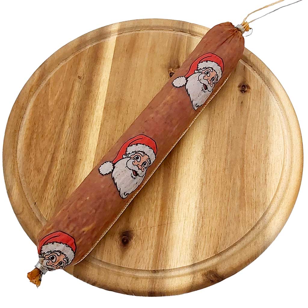 Hessenstolz Weihnachtsmettwurst geräuchert 300g auf Brett